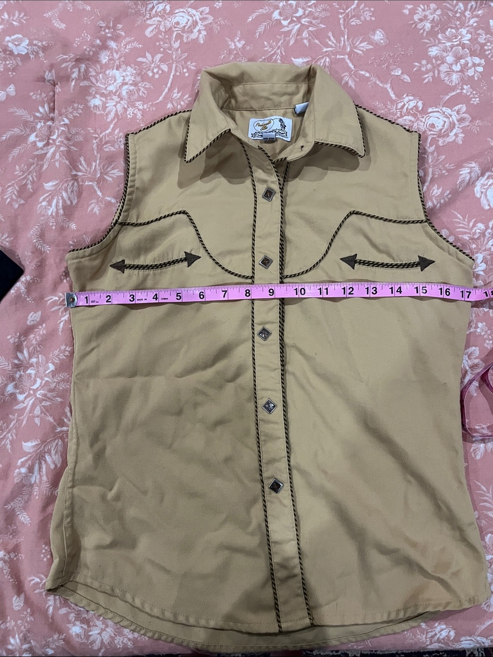 Panhandle Slim Tan Vintage Western Sleeveless Button Shirt - Picture 2 of 5